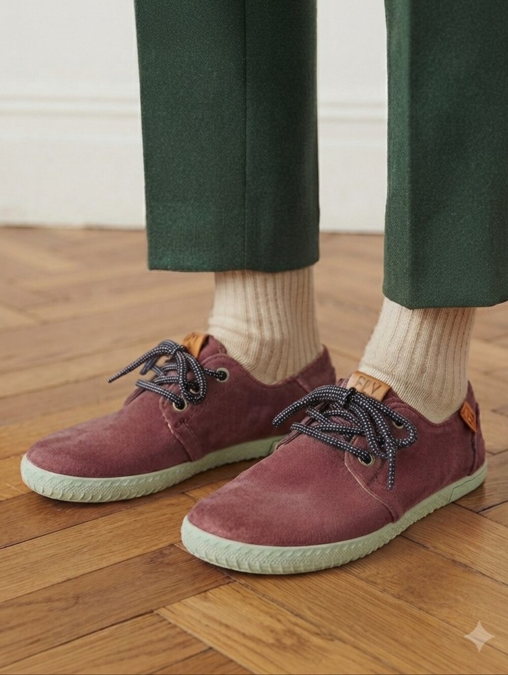 Fly London 37 Plum Suede Lace Up Fashion Sneakers Old Money Academia Eclectic
